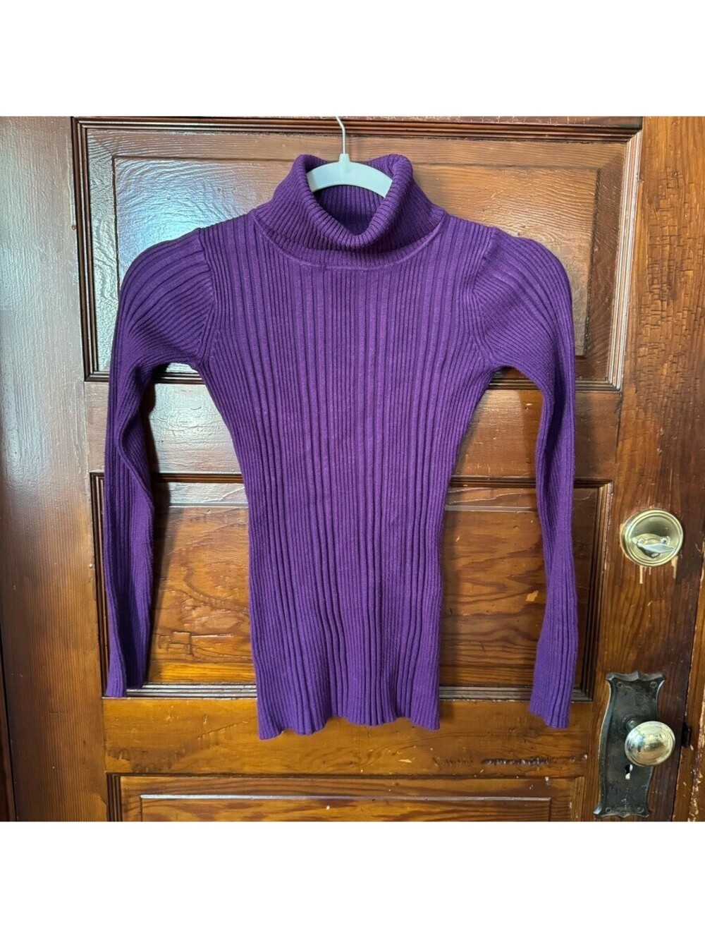 VTG Y2K Whimsygoth Purple Rib Knit Turtleneck Sweater Size S